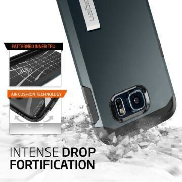 Spigen Galaxy S6 ile Uyumlu Kılıf Tough Armor Metal Slate
