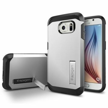 Spigen Galaxy S6 ile Uyumlu Kılıf Tough Armor Satin Silver