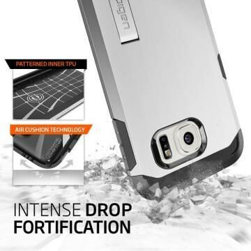Spigen Galaxy S6 ile Uyumlu Kılıf Tough Armor Satin Silver