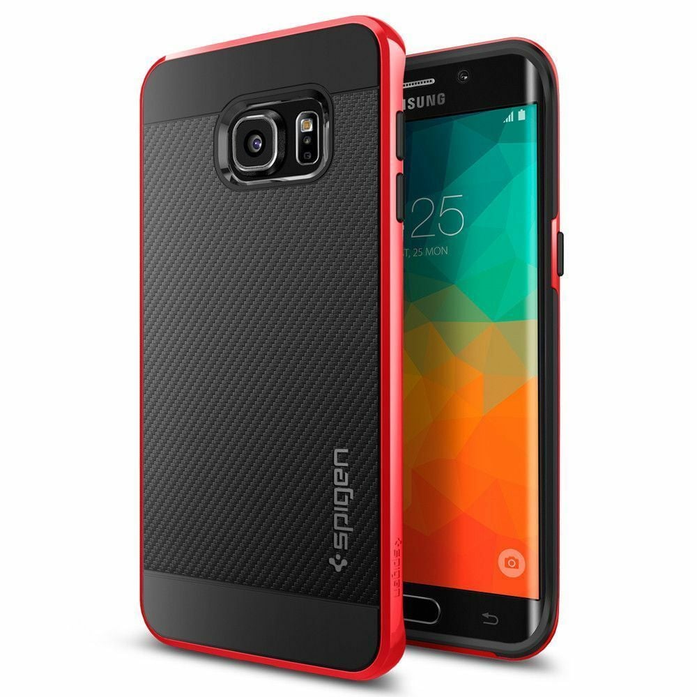 Spigen Galaxy S6 Edge Plus ile Uyumlu Kılıf Neo Hybrid Carbon Dante Red