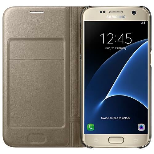 Galaxy S7 ile Uyumlu LED View Fonksiyonel Kılıf Altın EF-NG930PFEGWW