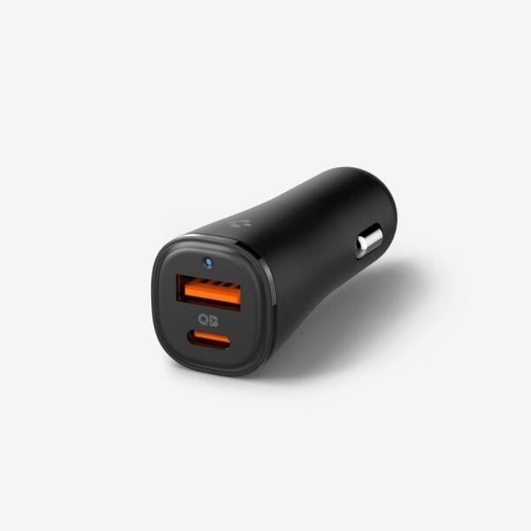 Spigen 48W USB-C 2 Port Araç içi Adaptör - Samsung PPS Destekli Hızlı Şarj Aleti iPhone & Android & iPad Type-C PD 3.0 30W + QC 3.0 18W