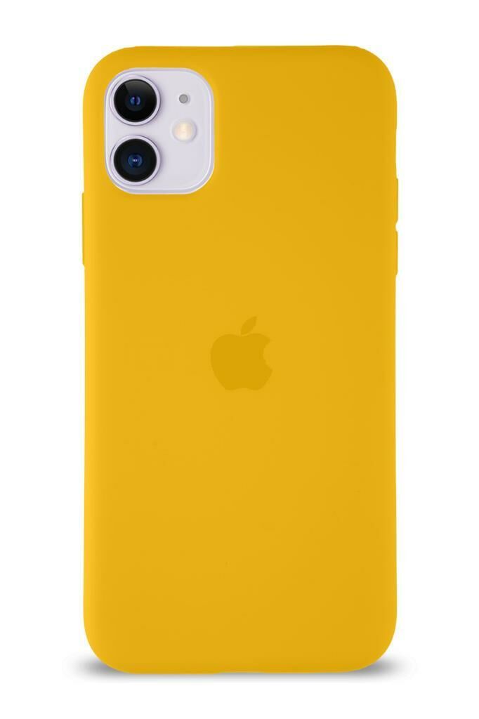 iPhone 11 ile Uyumlu Logolu Lansman Silikon Kılıf Sarı