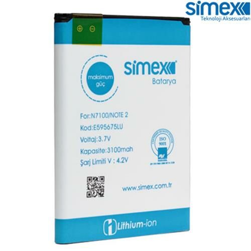Simex N7100 Galaxy Note 2 ile Uyumlu Batarya 3100Mah EB595675LU