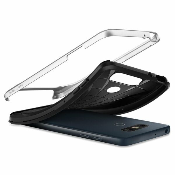 Spigen G6 ile Uyumlu Kılıf Neo Hybrid Herringbone Satin Silver