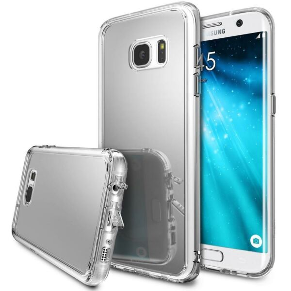 Ringke Mirror Fusion Galaxy S7 Edge ile Uyumlu Aynalı Kılıf Silver Extra Darbe Emici
