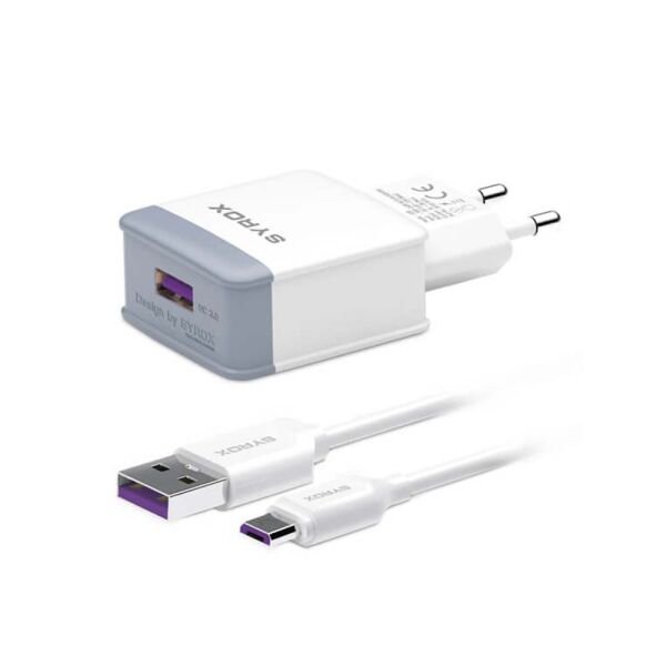 Syrox Micro USB Hızlı Şarj Cihazı 3A Q30 Beyaz