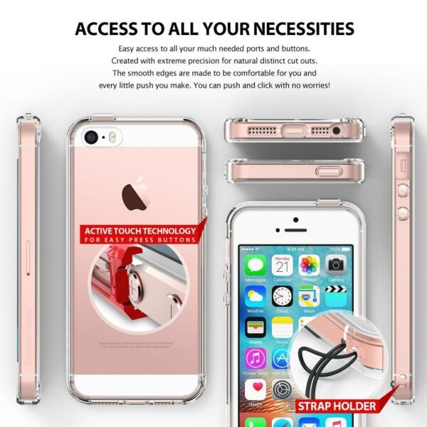 Ringke Fusion iPhone SE/ 5S/ 5 ile Uyumlu Kılıf Crystal Clear TPU Bumper Extra Darbe Emici