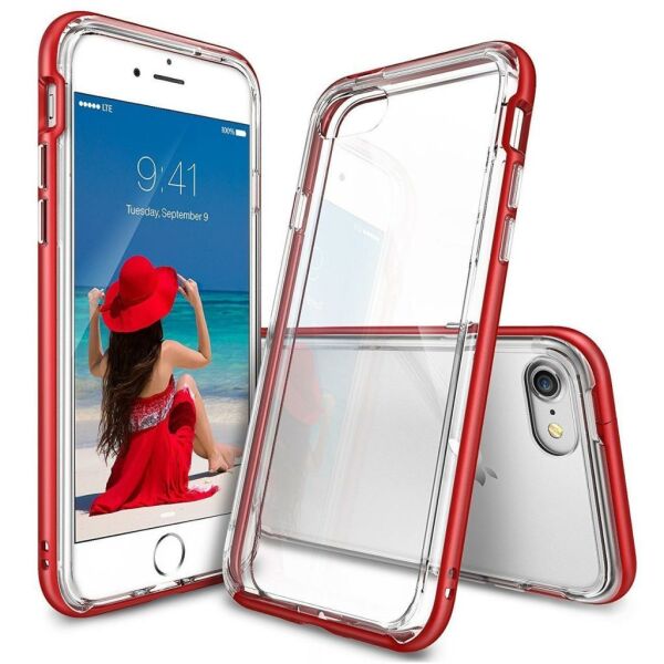 Ringke Frame iPhone 7 ile Uyumlu Çerçeveli Bumper Kılıf Blaze Red