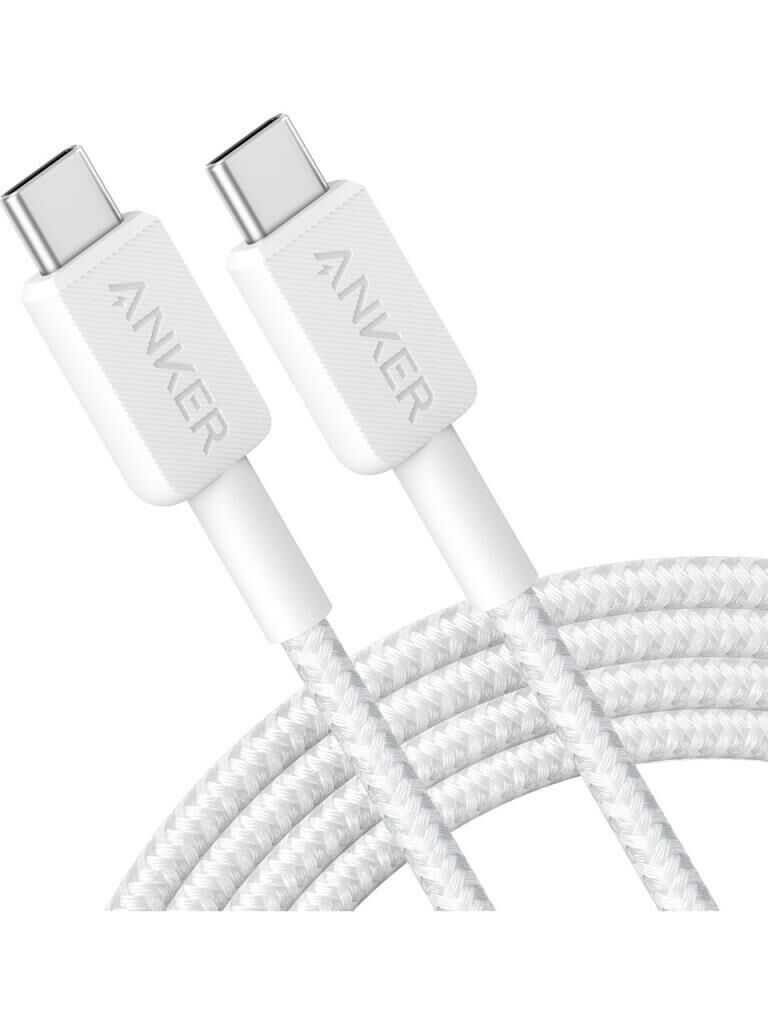 Anker 322 PowerLine USB-C to USB-C Örgülü Kablo 3ft/0.9m 60W - Beyaz