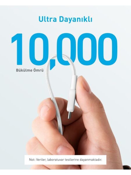 Anker 322 PowerLine USB-C to USB-C Örgülü Kablo 3ft/0.9m 60W - Beyaz