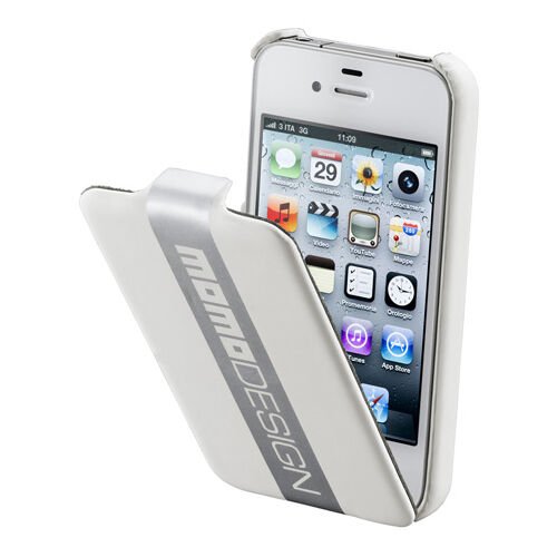 Cellular Line iPhone 4/4S ile Uyumlu Momo Desing  Flap Deri Kılıf Beyaz MOMOFLIPHONE4SW (Out)