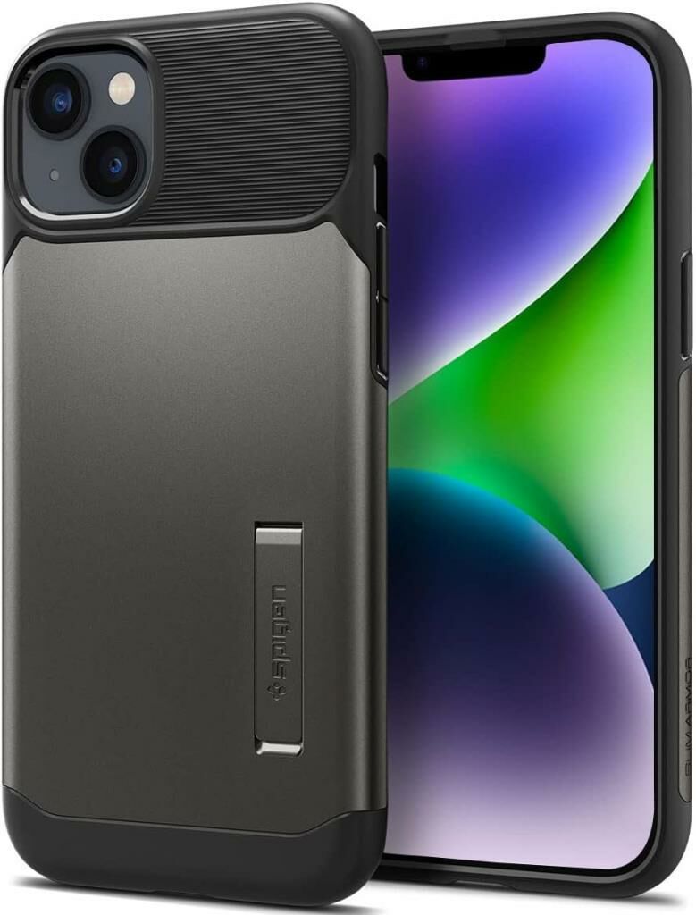 Spigen iPhone 14 Plus ile Uyumlu Kılıf Slim Armor Gun Metal