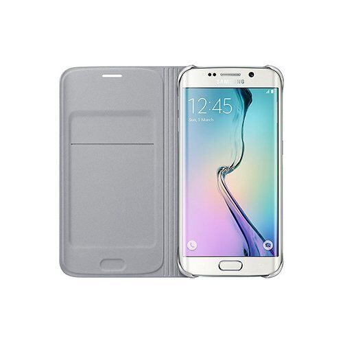 Galaxy S6 Edge ile Uyumlu Flip Wallet (Tekstil) Gri EF-WG925BSEGWW (Out)