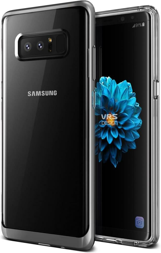 VRS Galaxy Note 8 ile Uyumlu Crystal Bumper Kılıf Light Silver