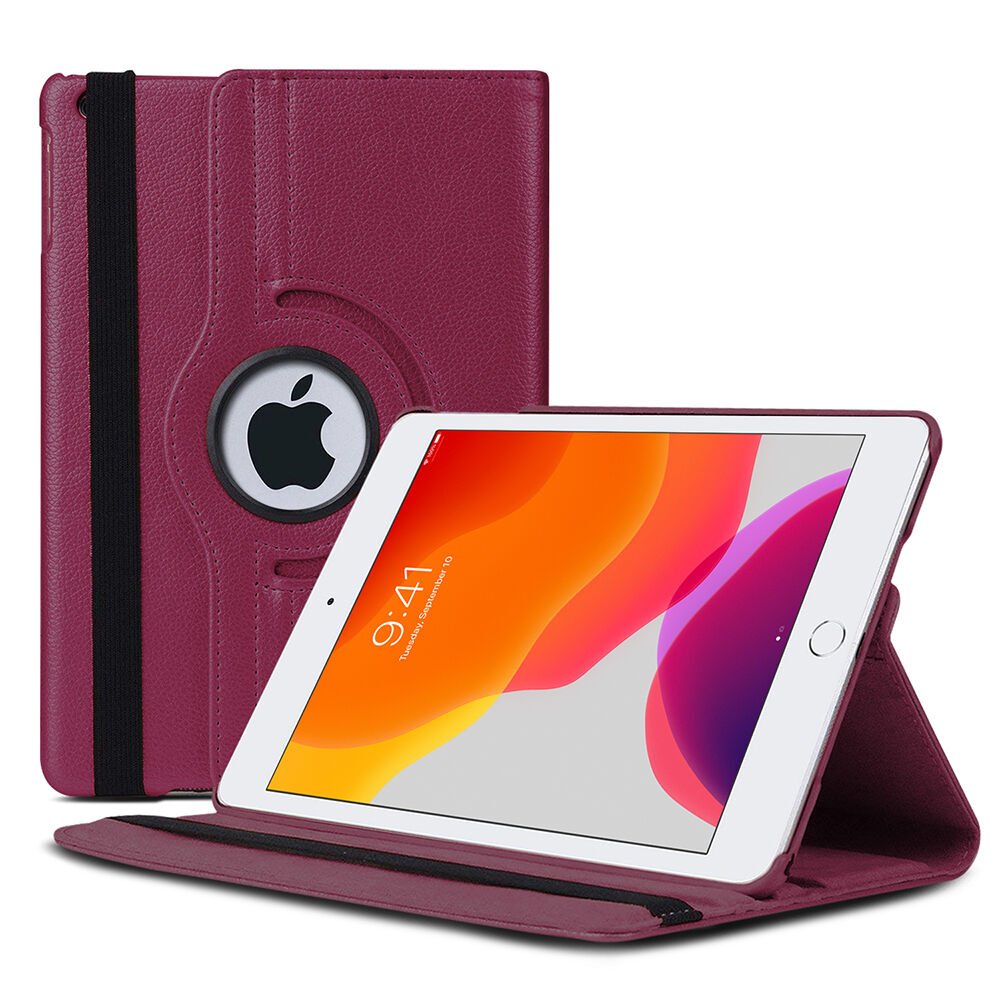 iPad 10.2 (7. Nesil) ile Uyumlu 360 Derece Dönebilen Deri Kılıf Mor