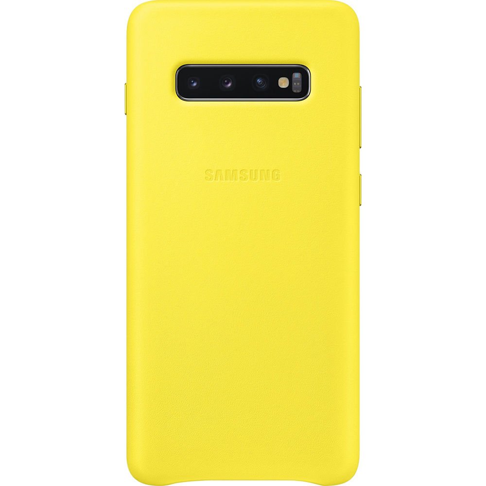 Galaxy S10+ Plus ile Uyumlu Kılıf Leather Cover Sarı EF-VG975