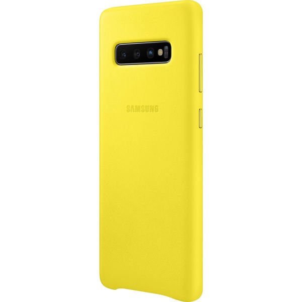 Galaxy S10+ Plus ile Uyumlu Kılıf Leather Cover Sarı EF-VG975