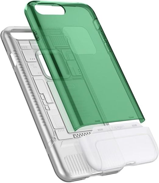Spigen iPhone 8 Plus ile Uyumlu Kılıf Classic C1 Aluminum Sage (iPhone 10.Yıla Özel Tasarım Kılıfı)