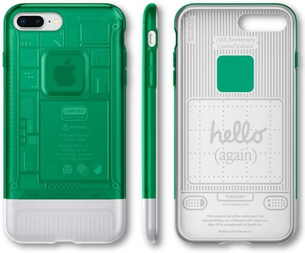Spigen iPhone 8 Plus ile Uyumlu Kılıf Classic C1 Aluminum Sage (iPhone 10.Yıla Özel Tasarım Kılıfı)