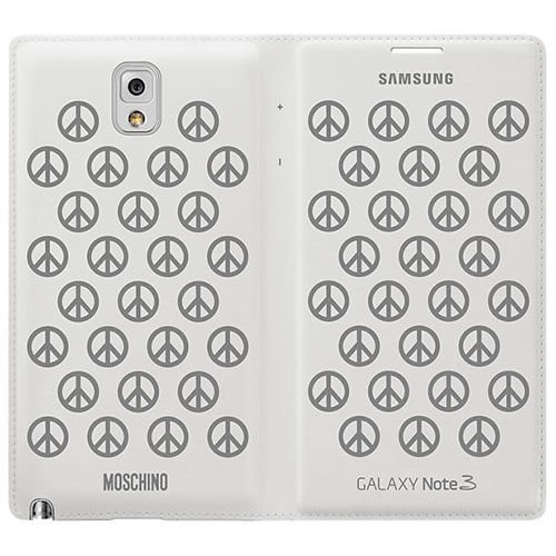 Galaxy Note 3 ile Uyumlu Moschino Flip Wallet Kılıf Beyaz-Gri EF-EN900BSEGWW (Out)