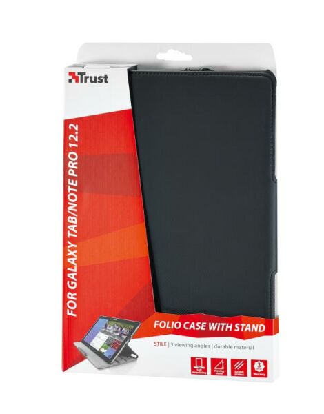 Trust Stile Folio Case for Galaxy TabPro & NotePro 12.2 ile Uyumlu Siyah