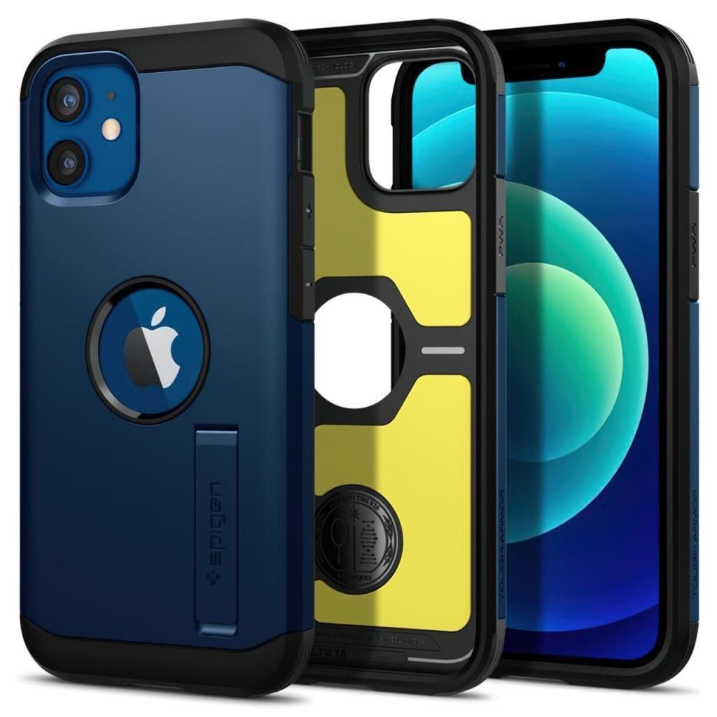 Spigen iPhone 12 Mini ile Uyumlu Kılıf Tough Armor Navy Blue