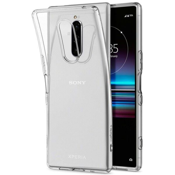 Spigen Xperia 1 ile Uyumlu Kılıf Liquid Crystal Clear 4 Tarafı Tam Koruma