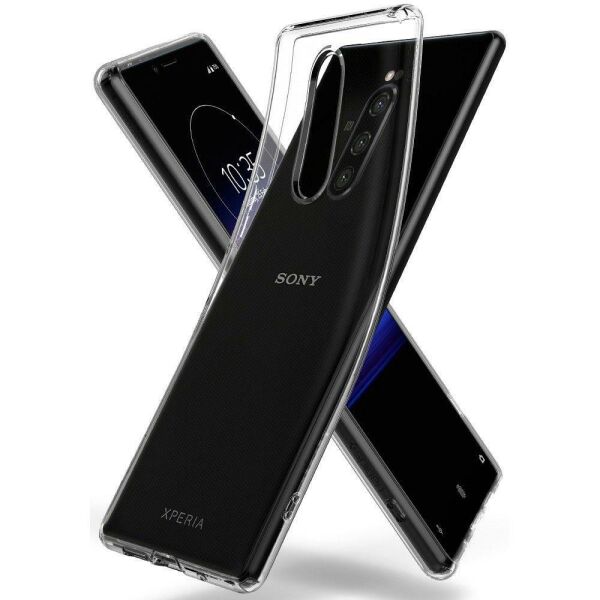 Spigen Xperia 1 ile Uyumlu Kılıf Liquid Crystal Clear 4 Tarafı Tam Koruma