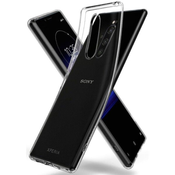 Spigen Xperia 1 ile Uyumlu Kılıf Liquid Crystal Clear 4 Tarafı Tam Koruma