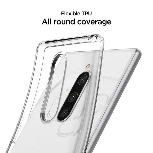 Spigen Xperia 1 ile Uyumlu Kılıf Liquid Crystal Clear 4 Tarafı Tam Koruma
