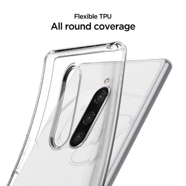 Spigen Xperia 1 ile Uyumlu Kılıf Liquid Crystal Clear 4 Tarafı Tam Koruma