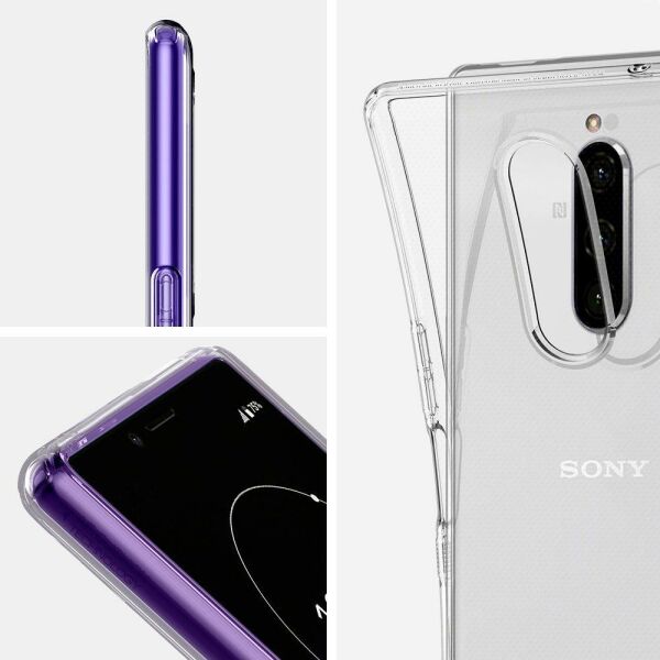 Spigen Xperia 1 ile Uyumlu Kılıf Liquid Crystal Clear 4 Tarafı Tam Koruma