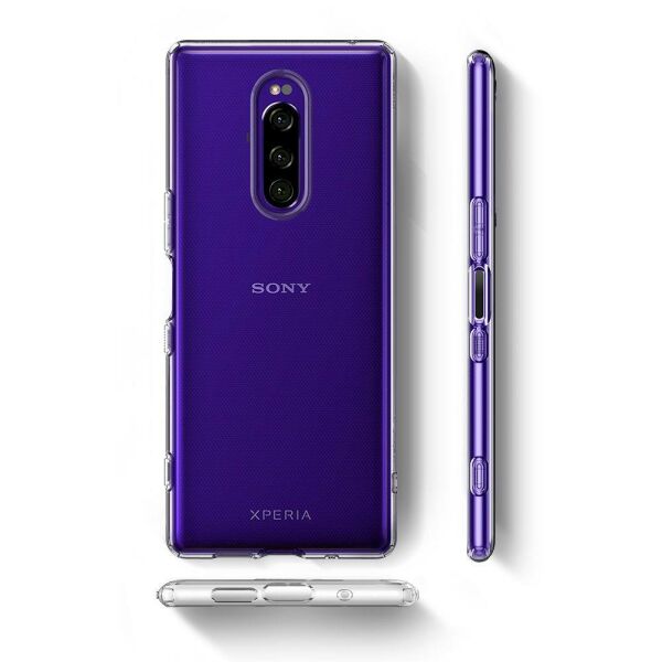 Spigen Xperia 1 ile Uyumlu Kılıf Liquid Crystal Clear 4 Tarafı Tam Koruma