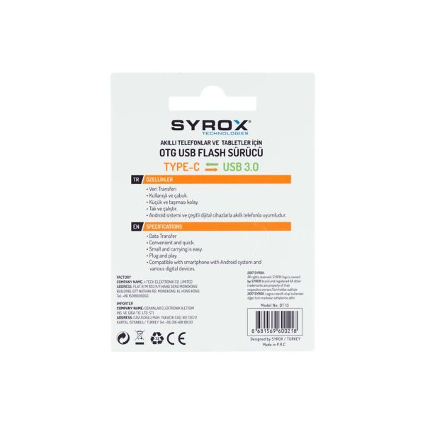 Syrox Type-C USB 3.0 OTG Dönüştürücü DT13