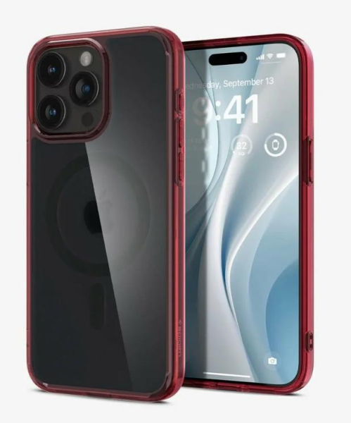Spigen iPhone 15 Pro Max Kılıf, Spigen Ultra Hybrid Magfit (Magsafe Uyumlu) Deep Red