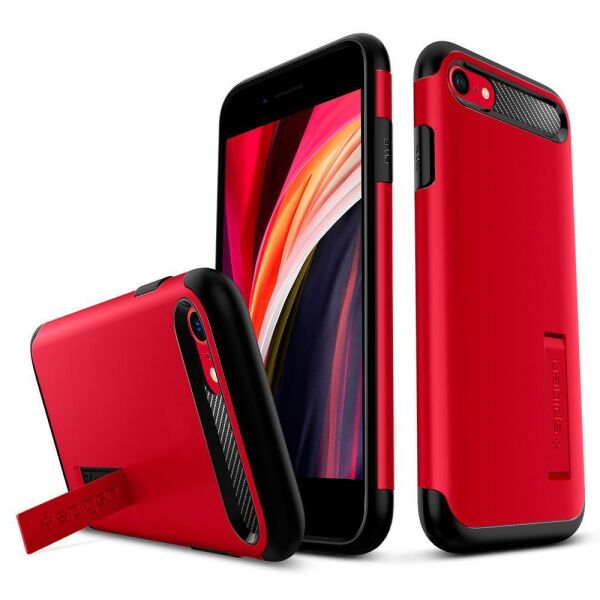 Spigen iPhone SE (2020) ile Uyumlu Kılıf Slim Armor Red