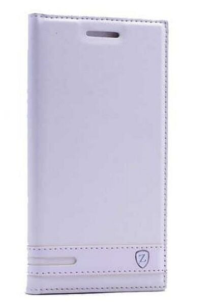 Zore Vibe S1 ile Uyumlu Elite Serisi Kapaklı Kılıf Beyaz