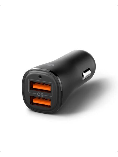 Spigen 30W USB-A 2 Port Araç içi Hızlı Şarj Aleti 18W + 12W Akım Korumalı Güç Adaptörü iPhone & Android & iPad Type-C PD EV302 - ACP08700