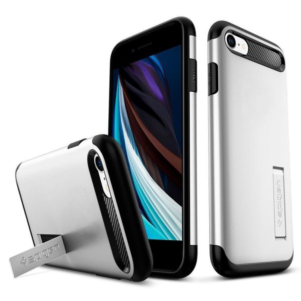 Spigen iPhone SE (2020) ile Uyumlu Kılıf Slim Armor Satin Silver