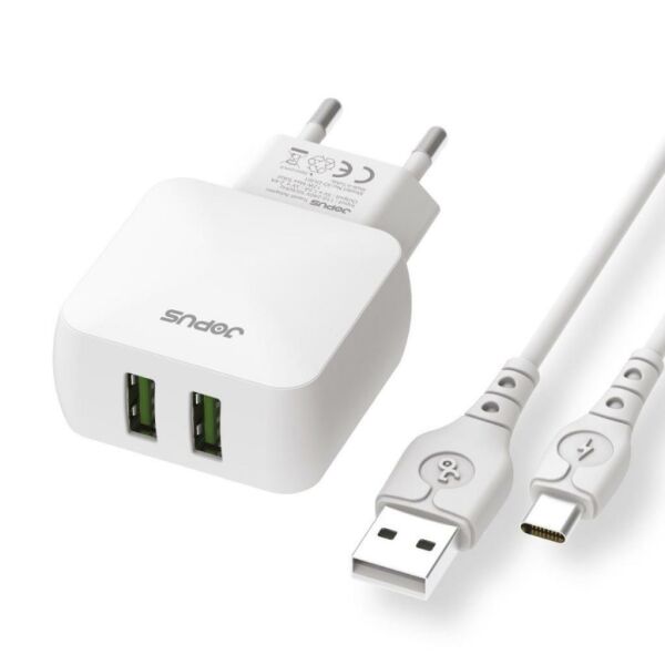 Jopus Universal Type C JO-DU01 Dualm 2in1 2,4 A Şarj Seti Beyaz