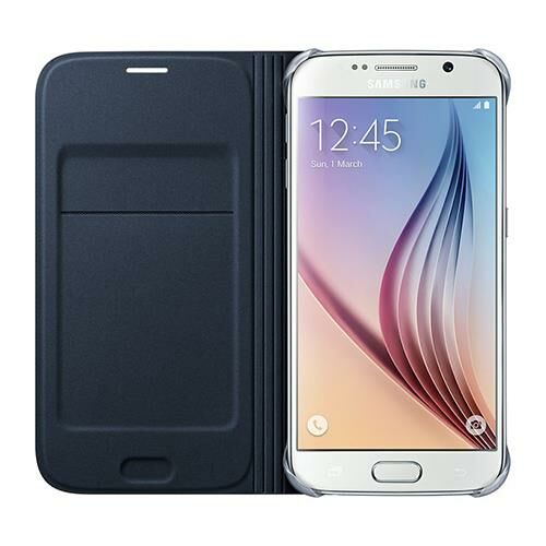 Galaxy S6 ile Uyumlu Flip Wallet (Deri Görünümlü) Siyah EF-WG920PBEGWW