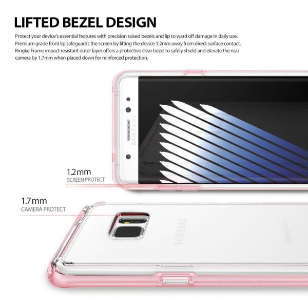 Ringke Frame Frost Galaxy Note 7 FE ile Uyumlu Çerçeveli Bumper Kılıf Gray Extra Tam Koruma