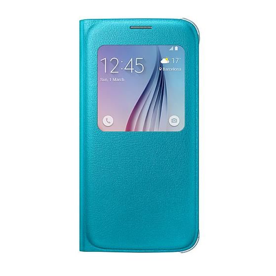 Galaxy S6 ile Uyumlu S View Cover (Deri Görünümlü) Mavi EF-CG920PLEGWW