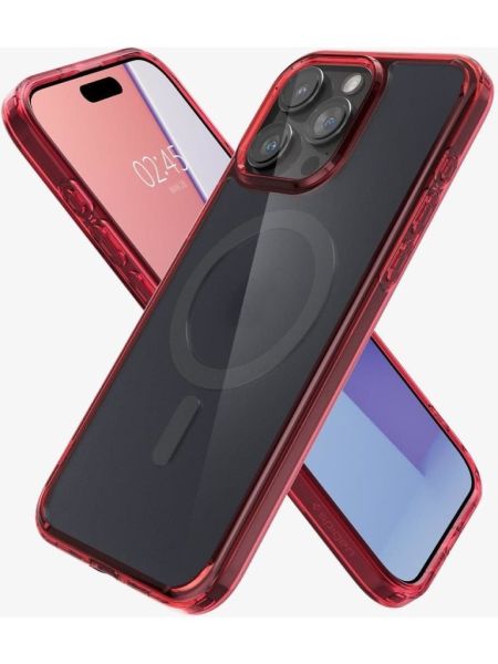 Spigen iPhone 15 Pro ile Uyumlu Kılıf, Spigen Ultra Hybrid Magfit (Magsafe Uyumlu) Deep Red