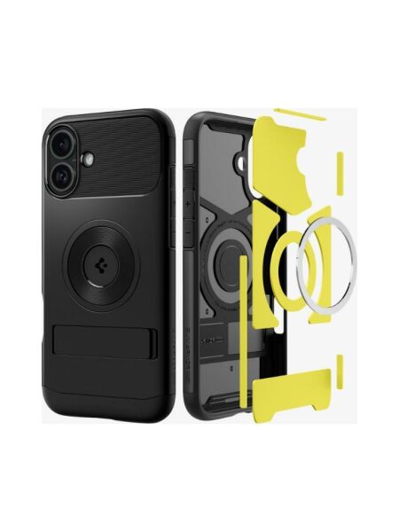 Spigen iPhone 16 Plus ile Uyumlu Kılıf Tough Armor Mag (MagSafe Uyumlu) Black