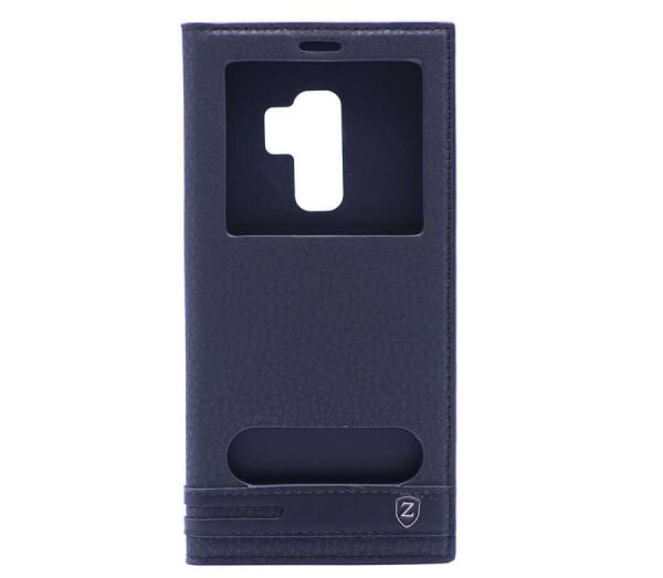 Zore Galaxy S9 Plus ile Uyumlu Elite Serisi Pencereli Kapaklı Kılıf Siyah