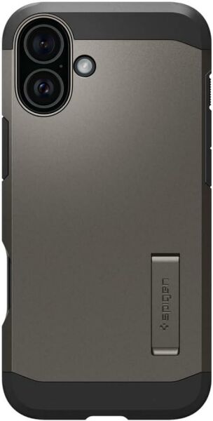 Spigen iPhone 16 Plus ile Uyumlu Kılıf Tough Armor Al MagFit MagSafe Özellikli Gun Metal
