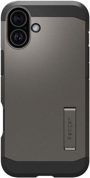Spigen iPhone 16 Plus ile Uyumlu Kılıf Tough Armor Al MagFit MagSafe Özellikli Gun Metal