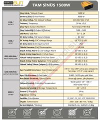 Mexxsun Tam Sinüs İnvertör 24V 1500W